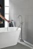 Mount Bathtub Faucet Freestanding Tub Filler Brushed Nickel Standing High Flow Shower Faucets with Handheld Shower Mixer Taps Swivel Spout