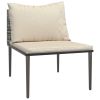 8 Piece Patio Lounge Set with Cushions Gray Poly Rattan