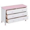 3-Pieces Bedroom Sets Full Size House Bed with Storage Headboard, Wooden Nightstand and Storage Dresser,White
