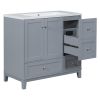 36 Inch Modern Bathroom Vanity with USB Charging, Two Doors and Three Drawers Bathroom Storage Vanity Cabinet with single top, Small Bathroom Vanity c