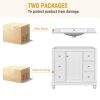 Contemporary White Bathroom Vanity Cabinet - 36x18x34 inches, 4 Drawers & 1 Cabinet Door, Multipurpose Storage, Resin Integrated Sink, Adjustable Shel