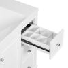 Contemporary White Bathroom Vanity Cabinet - 36x18x34 inches, 4 Drawers & 1 Cabinet Door, Multipurpose Storage, Resin Integrated Sink, Adjustable Shel
