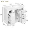 Contemporary White Bathroom Vanity Cabinet - 36x18x34 inches, 4 Drawers & 1 Cabinet Door, Multipurpose Storage, Resin Integrated Sink, Adjustable Shel