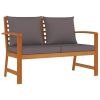 4 Piece Patio Dining Set with Cushions Solid Wood Acacia
