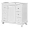 Contemporary White Bathroom Vanity Cabinet - 36x18x34 inches, 4 Drawers & 1 Cabinet Door, Multipurpose Storage, Resin Integrated Sink, Adjustable Shel