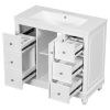 Contemporary White Bathroom Vanity Cabinet - 36x18x34 inches, 4 Drawers & 1 Cabinet Door, Multipurpose Storage, Resin Integrated Sink, Adjustable Shel