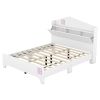 3-Pieces Bedroom Sets Full Size House Bed with Storage Headboard, Wooden Nightstand and Storage Dresser,White