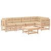 6 Piece Patio Lounge Set with Cushions Solid Wood