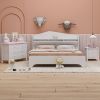 3-Pieces Bedroom Sets Full Size House Bed with Storage Headboard, Wooden Nightstand and Storage Dresser,White