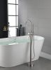 Mount Bathtub Faucet Freestanding Tub Filler Brushed Nickel Standing High Flow Shower Faucets with Handheld Shower Mixer Taps Swivel Spout