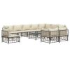 11 Piece Patio Lounge Set with Cushions Anthracite Poly Rattan