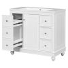 Contemporary White Bathroom Vanity Cabinet - 36x18x34 inches, 4 Drawers & 1 Cabinet Door, Multipurpose Storage, Resin Integrated Sink, Adjustable Shel