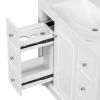 Contemporary White Bathroom Vanity Cabinet - 36x18x34 inches, 4 Drawers & 1 Cabinet Door, Multipurpose Storage, Resin Integrated Sink, Adjustable Shel
