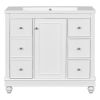 Contemporary White Bathroom Vanity Cabinet - 36x18x34 inches, 4 Drawers & 1 Cabinet Door, Multipurpose Storage, Resin Integrated Sink, Adjustable Shel